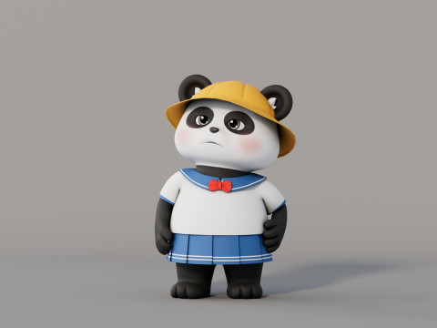 Rigged Cartoon Panda 3D Модель