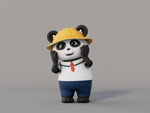 Rigged Cartoon Panda 3D Модель