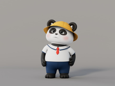 Rigged Cartoon Panda 3D Модель