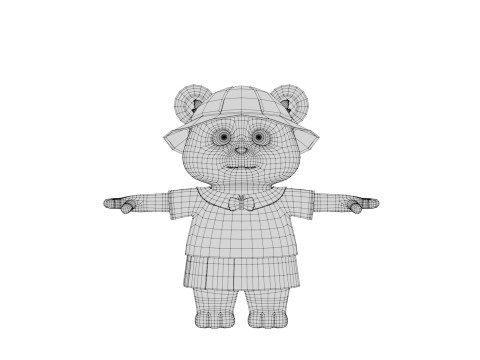 Rigged Cartoon Panda 3D Модель