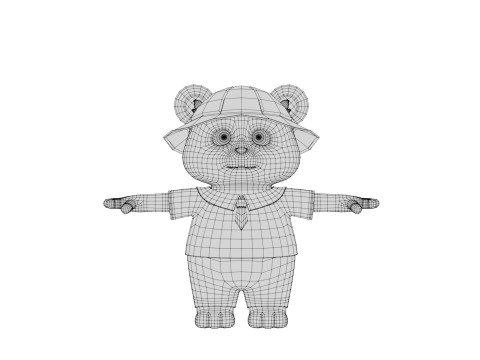 Rigged Cartoon Panda 3D Модель