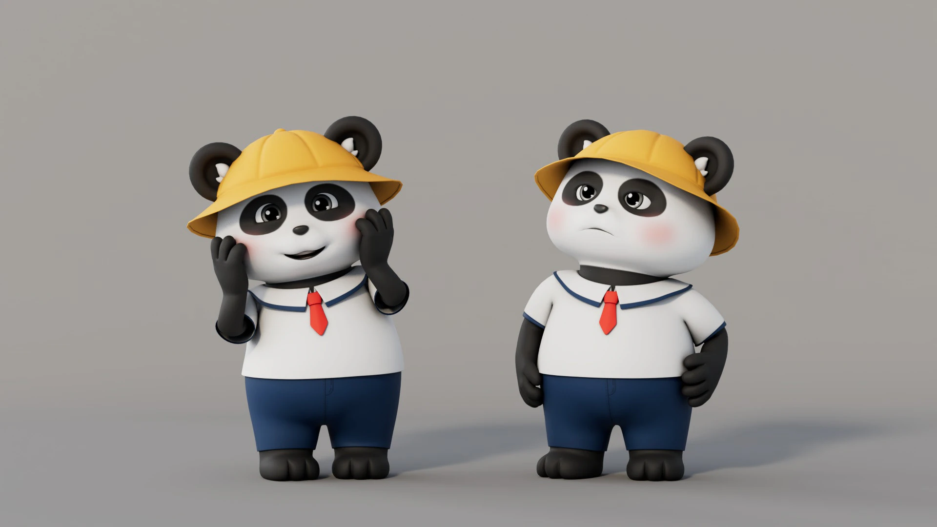Rigged Cartoon Panda 3D Model .c4d .max .obj .3ds .fbx .stl .blend