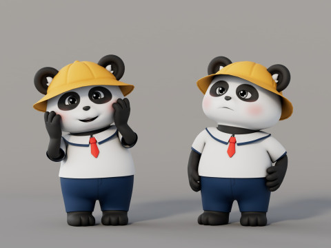 Rigged Cartoon Panda Modèle 3D