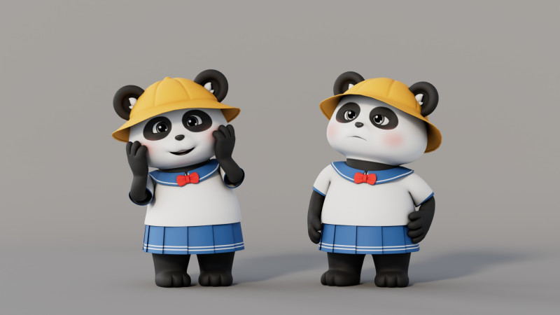 Rigged Cartoon Panda 3Dモデル .c4d .max .obj .3ds .fbx .stl .blend 