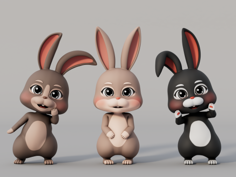 Rigged Cartoon Rabbit 3D-Modell