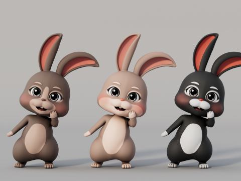 Rigged Cartoon Rabbit 3D Model
