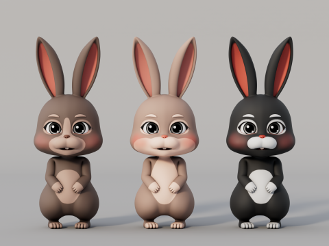Rigged Cartoon Rabbit 3D Model