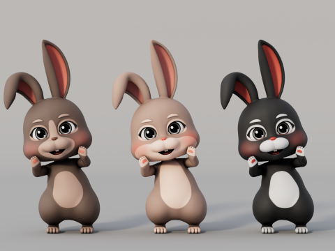 Rigged Cartoon Rabbit 3D Model