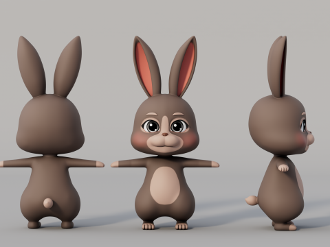 Rigged Cartoon Rabbit 3D Model