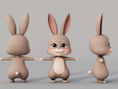 Rigged Cartoon Rabbit 3D Model