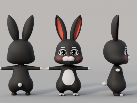 Rigged Cartoon Rabbit 3D Model