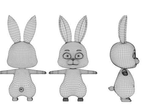 Rigged Cartoon Rabbit 3D Model