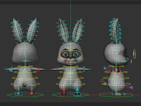 Rigged Cartoon Rabbit 3D Model