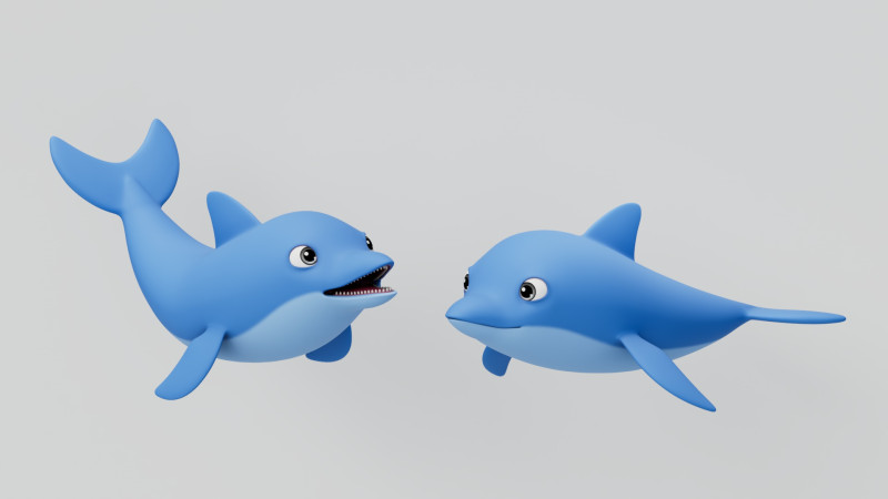 Rigged Cartoon Dolphin 3D Модель .c4d .max .obj .3ds .fbx .stl .blend 