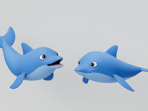 Rigged Cartoon Dolphin 3D-Modell