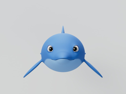 Rigged Cartoon Dolphin 3D Модель