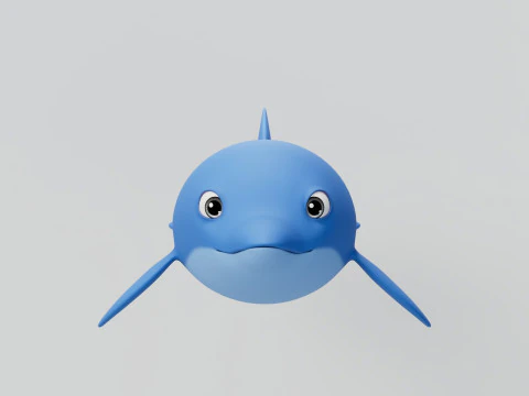 Rigged Cartoon Dolphin 3D Model