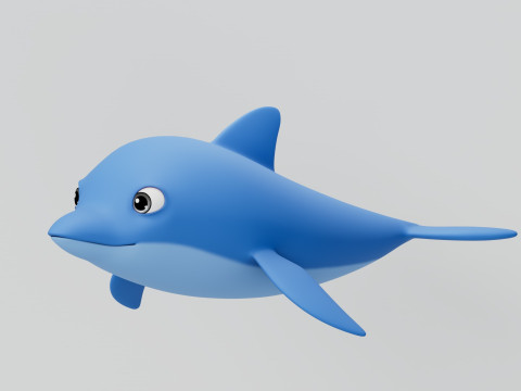 Rigged Cartoon Dolphin 3D Модель
