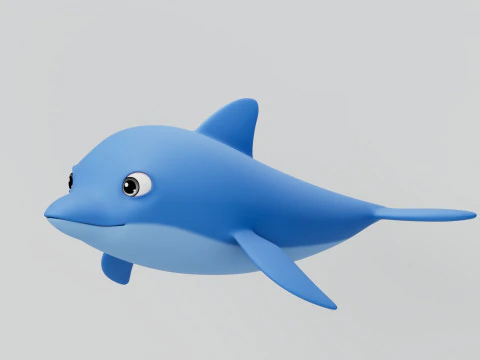 Rigged Cartoon Dolphin 3D Model