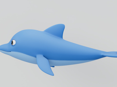 Rigged Cartoon Dolphin 3D Модель