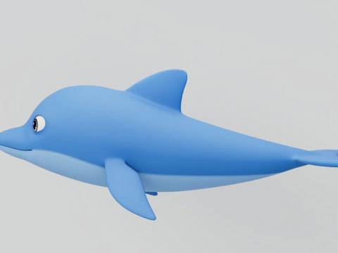 Rigged Cartoon Dolphin 3D Model