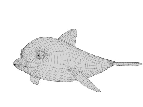 Rigged Cartoon Dolphin 3D Модель