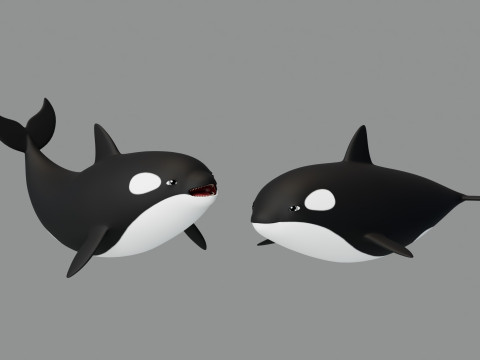 Rigged Cartoon Killer Whale 3Dモデル
