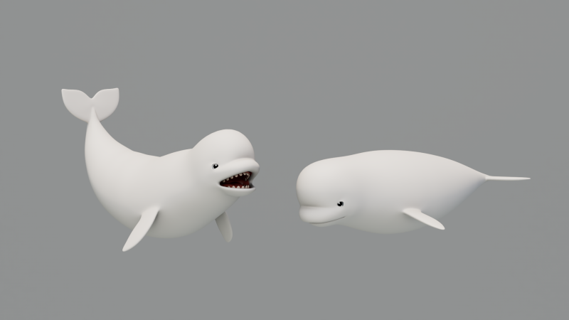 Rigged Cartoon Beluga Whale 3D 模型 .c4d .max .obj .3ds .fbx .stl .blend 