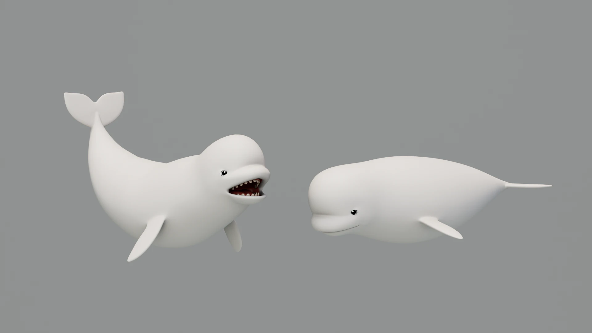 Rigged Cartoon Beluga Whale 3D Model .c4d .max .obj .3ds .fbx .stl .blend