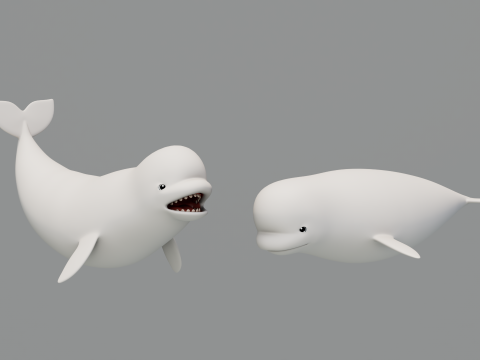 Rigged Cartoon Beluga Whale Model 3D