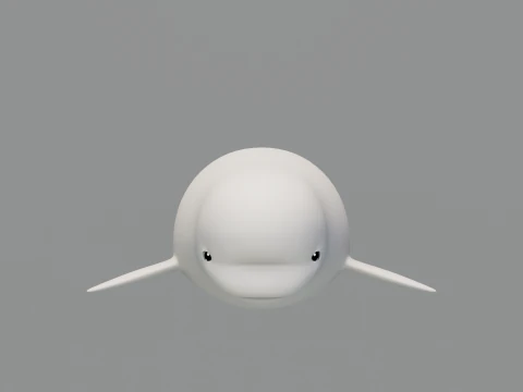 Rigged Cartoon Beluga Whale 3D Model