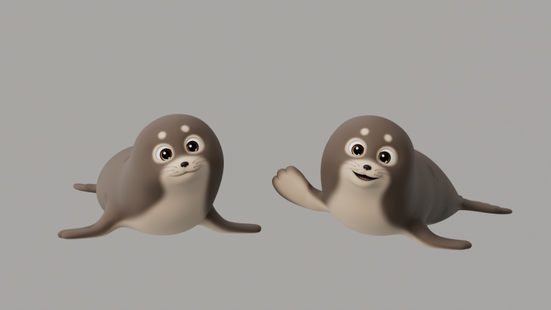 Rigged Cartoon Seal 3D Модель .c4d .max .obj .3ds .fbx .stl .blend 