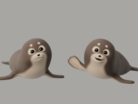 Rigged Cartoon Seal 3D Model