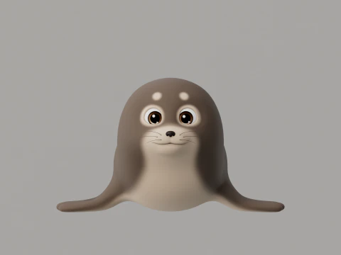 Rigged Cartoon Seal 3D Model