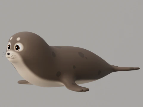 Rigged Cartoon Seal 3D Model