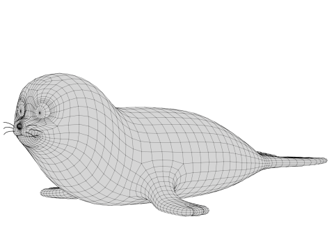 Rigged Cartoon Seal 3D Модель