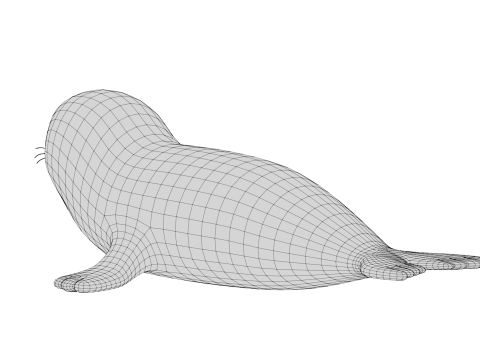 Rigged Cartoon Seal 3D Модель