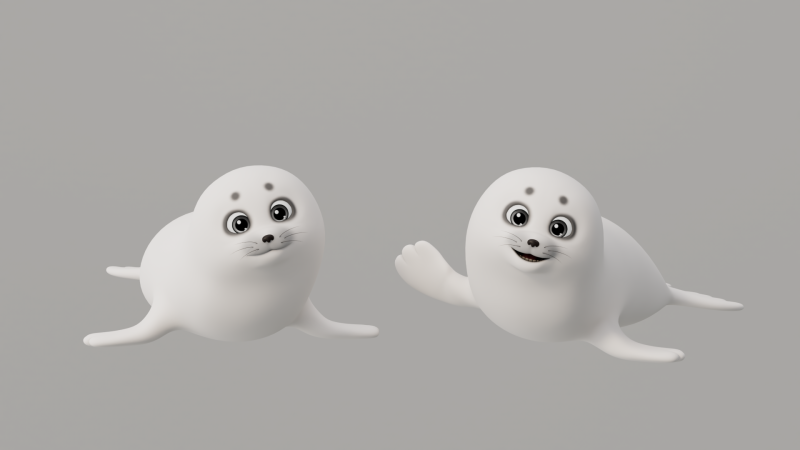Rigged Cartoon Seal 3D Модель .c4d .max .obj .3ds .fbx .stl .blend 