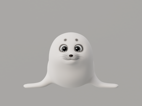 Rigged Cartoon Seal 3D Модель