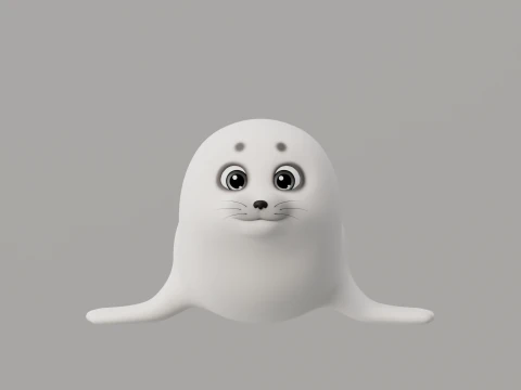 Rigged Cartoon Seal 3D Model