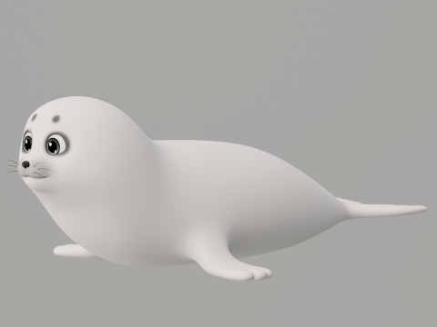 Rigged Cartoon Seal 3D Модель