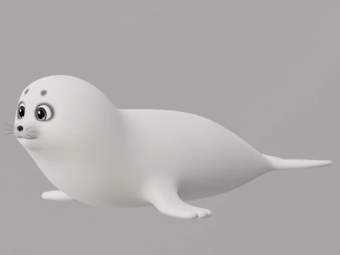 Rigged Cartoon Seal 3D Model