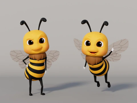 딱딱한 만화 꿀벌 3D 모델
