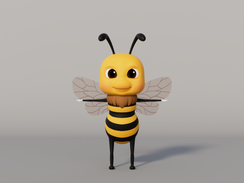 Rigged Cartoon Bee 3D 模型