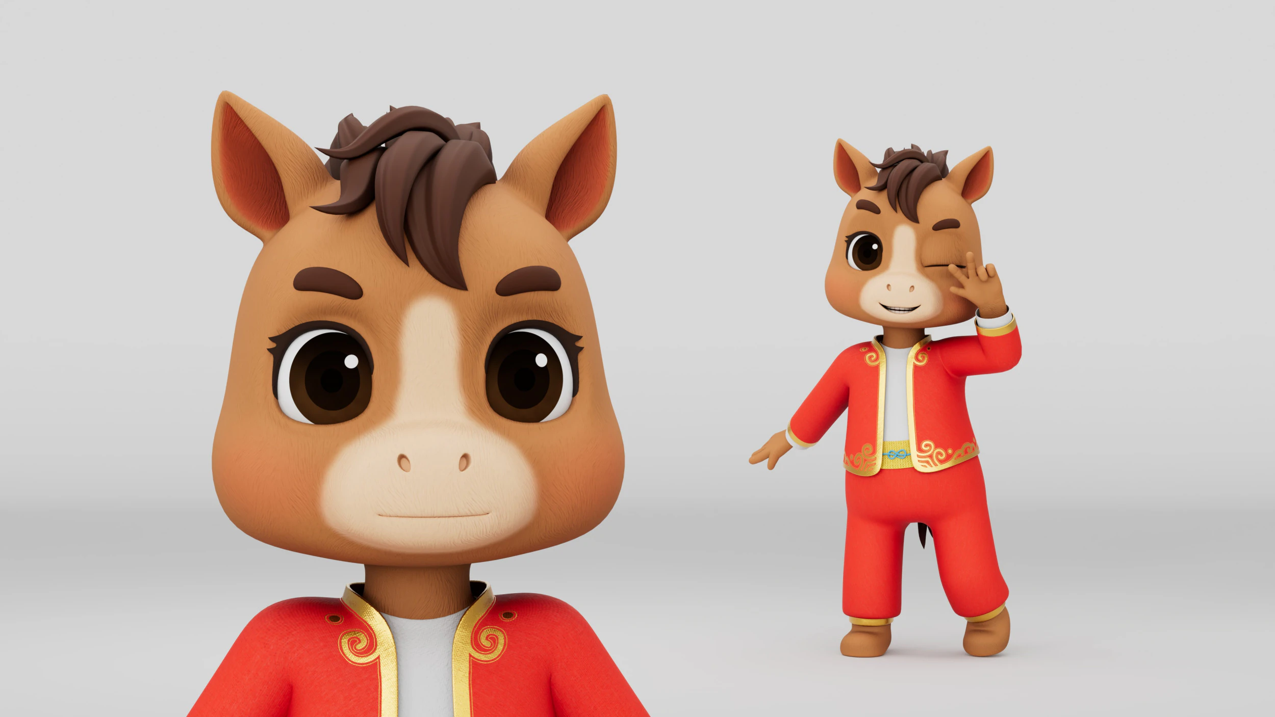 Rigged Cartoon Horse 3D Model .c4d .max .obj .3ds .fbx .stl .blend 