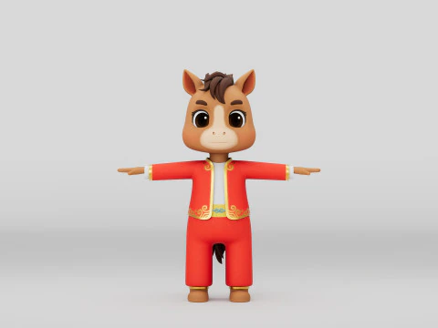 Rigged Cartoon Horse 3D Model