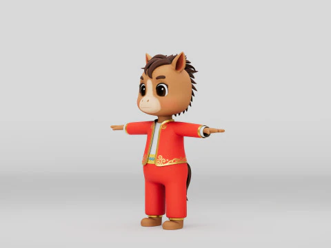 Rigged Cartoon Horse 3D Model