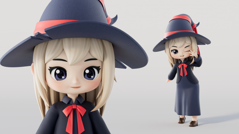 被操纵的卡通女巫 3D 模型 .c4d .max .obj .3ds .fbx .stl .blend
