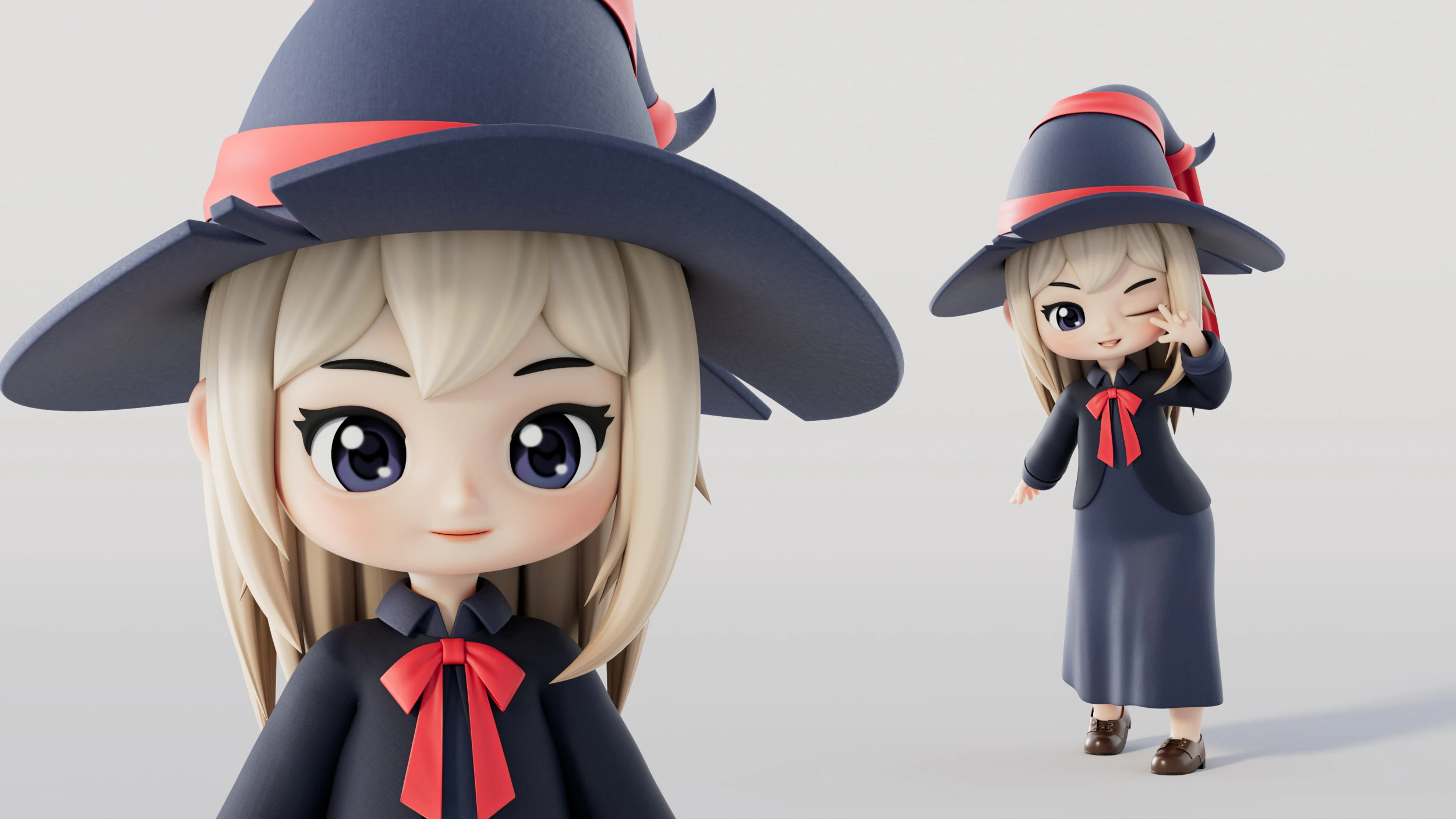 Rigged Cartoon Witch 3D Model .c4d .max .obj .3ds .fbx .stl .blend 