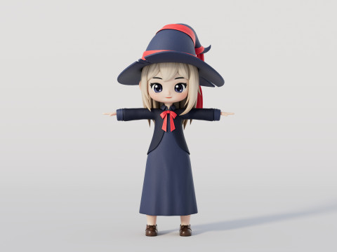被操纵的卡通女巫 3D 模型